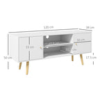 HOMCOM TV Cabinet 55" max with 2 Cabinets and 2 Open Shelves, in Wood and Chipboard, 120x34x50 cm, White - Borgè