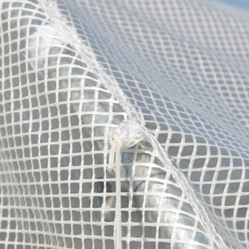 3x2x2m Steel Greenhouse with PE Cover, Zip Doors and Mesh Windows, White - Borge' Group Limited