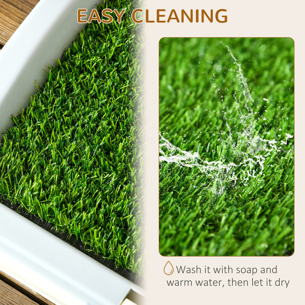 PawHut 3-Layer Dog Litter Box with Synthetic Grass, Grid and Bottom Tray, 63x48.5cm - Borgè