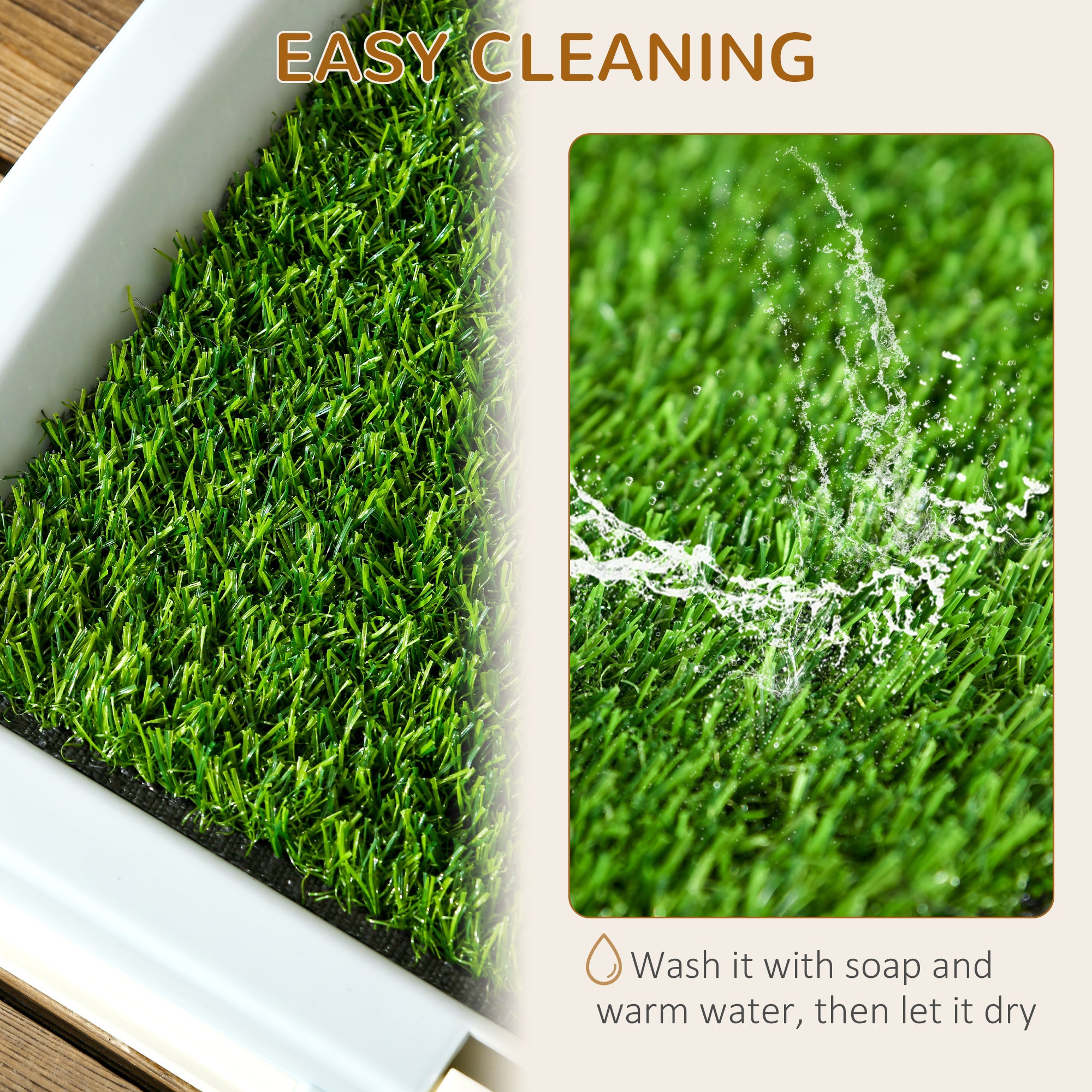 PawHut 3-Layer Dog Litter Box with Synthetic Grass, Grid and Bottom Tray, 63x48.5cm - Borgè