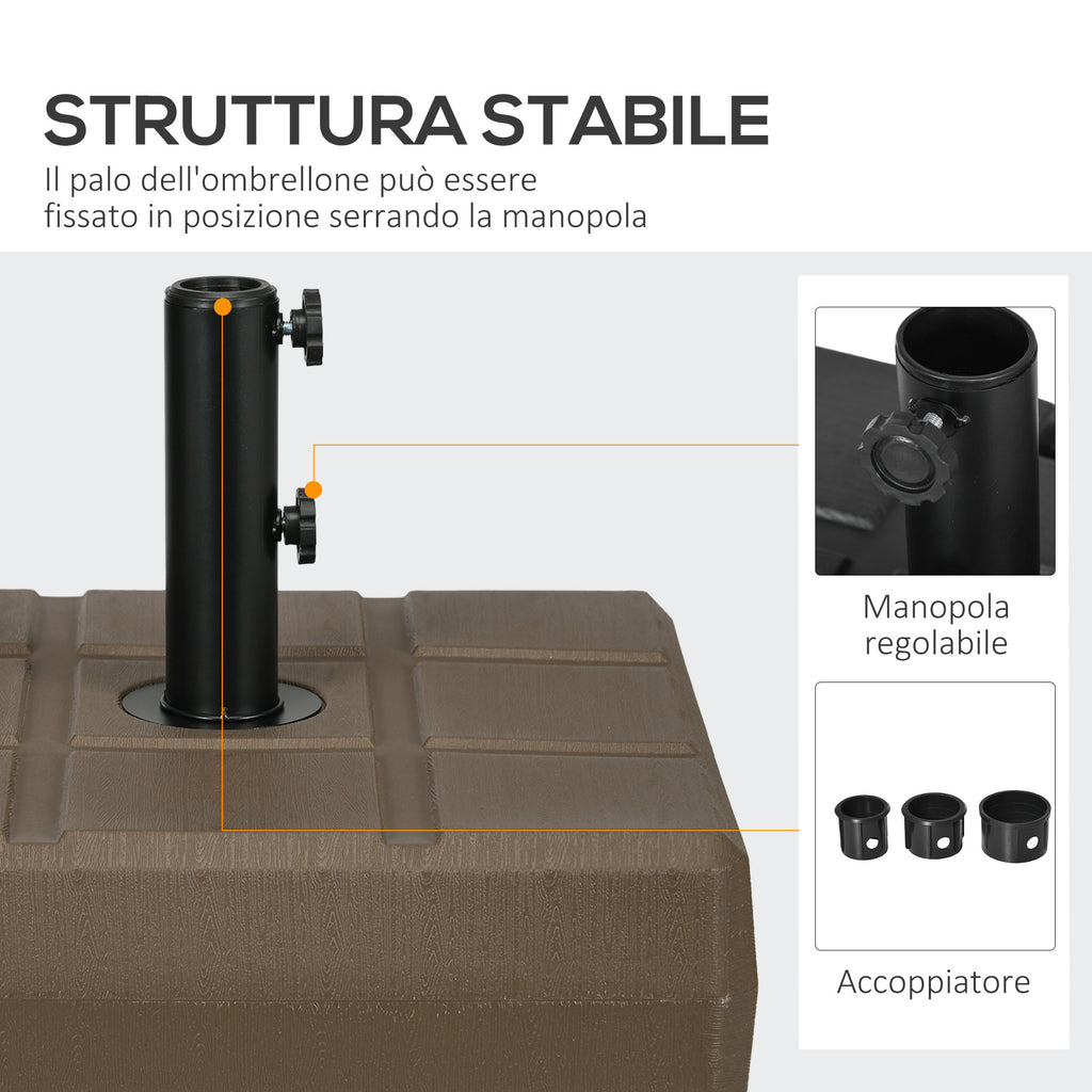 Refillable Garden Umbrella Base with HDPE and Steel Handle, 49x49x36.5 cm, Brown