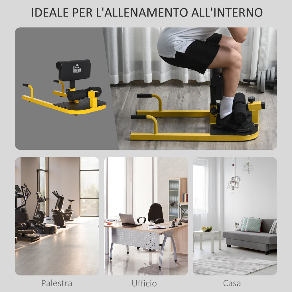 3 in 1 Adjustable Squat Machine with Non-Slip Feet, 50x97x44.5-56.5cm, Yellow