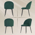HOMCOM Set of 2 Velvet Shell-Back Dining Chairs, 52 x 55 x 79 cm, Dark Green
