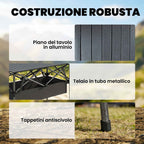 Outsunny Folding Camping Table with Metal Frame, Storage Net and Bag, 93x55x68 cm, Black