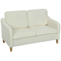 HOMCOM Modern 2-Seater Sofa with Thick Cushions and Sherpa Upholstery, 137x69x82 cm, Cream
