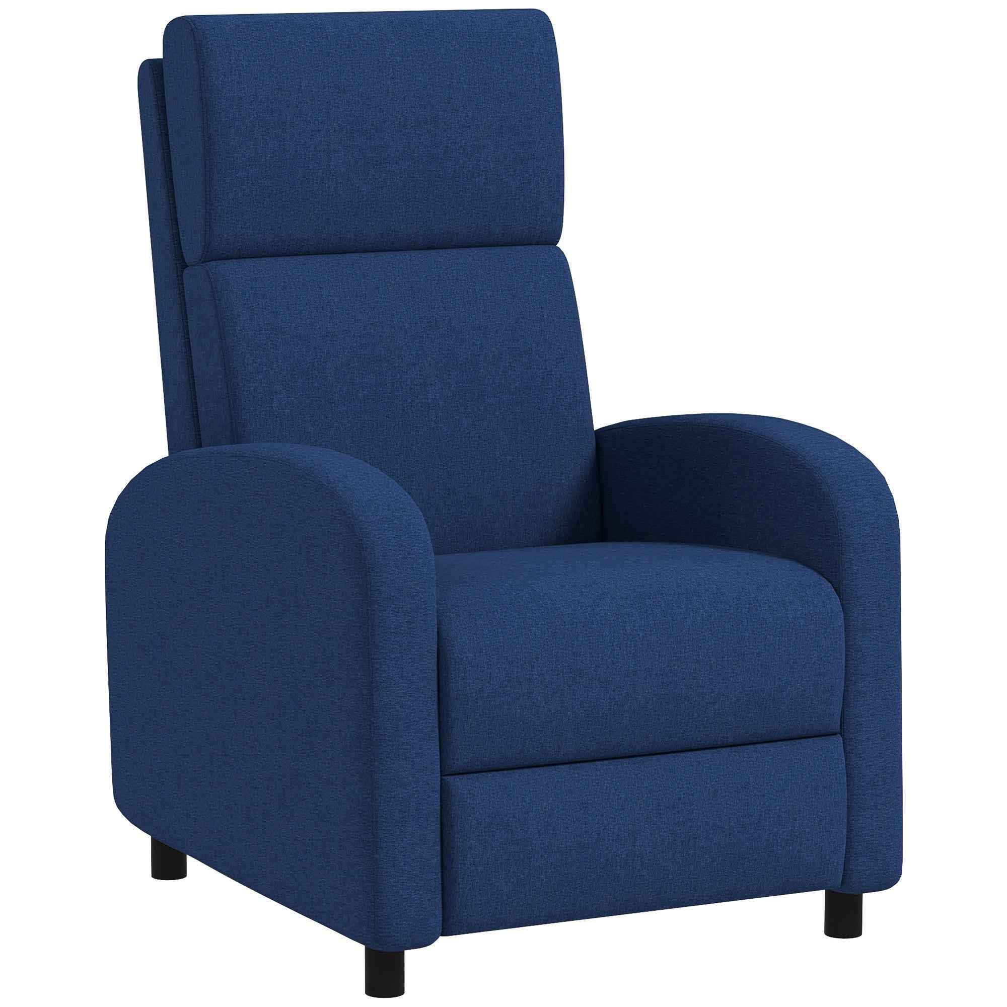 HOMCOM 160° Manually Reclining Relaxing Chair with Fabric Footrest, Blue