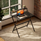 Folding Desk with Monitor Shelf, 81.5x62x86.5 cm, Black