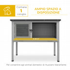 PawHut Outdoor Wooden Raised Hutch with Opening Roof and Removable Tray, 84x43x70cm, Gray - Borgè