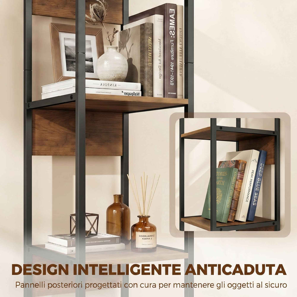 HOMCOM 6-Shelf Bookcase, Brown Wood Finish