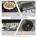 Outsunny Gas Barbecue with Lid, 5.6kW Burners, BBQ and Wheels, 104x49x99cm