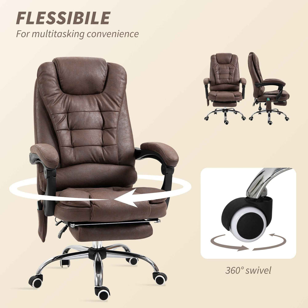 Vinsetto Office Chair with Remote Control and 6 Massage Points, Microfiber, 65x70x111-119 cm, Brown
