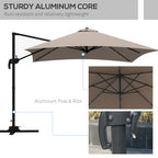 3x3 m Arm Umbrella with 8 Ribs, Pedal and Crank, in Aluminum and Polyester, Khaki color - Borgè