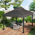 Outsunny 3x4m 2-Tier Garden Gazebo Cover in 600D Oxford Fabric with Drainage Holes, Dark Grey
