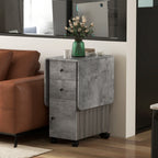 Folding Table with 2 Drawers and Cabinet, 6 Wheels and Brakes, 120x60x76.5 cm, Wood and Rock Grey