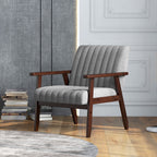 Homcom Modern Chamber Armchair Padded in fabric and wood with tubular seams, gray - Borgè