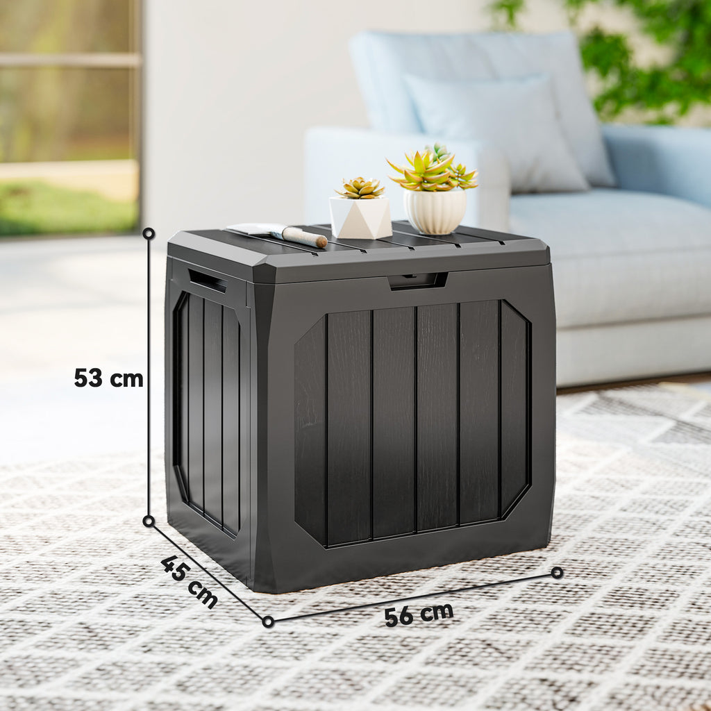 Outsunny 121L Plastic Garden Storage Chest with Handles and Waterproof, 56x45x53 cm, Black