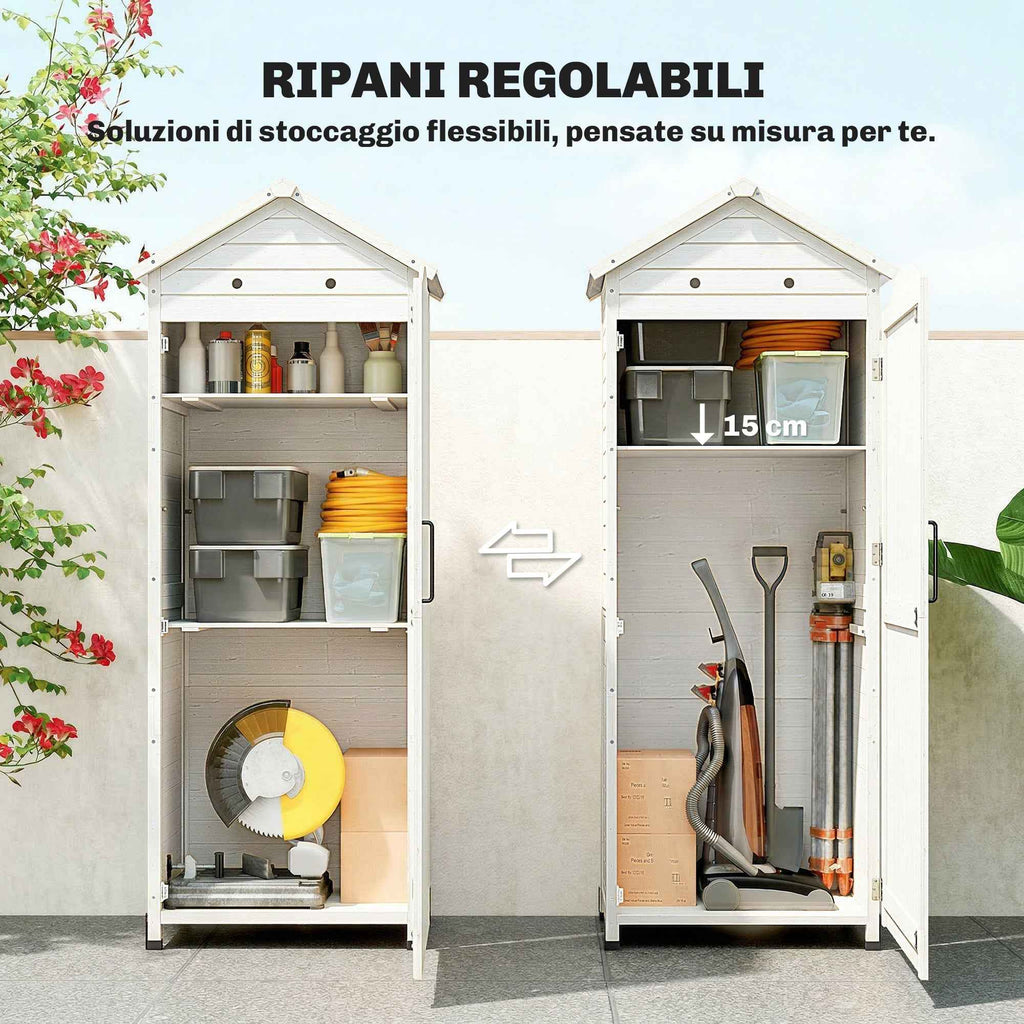Outsunny Wooden Garden Shed, Storage Room with Adjustable Shelves and Galvanized Roof.