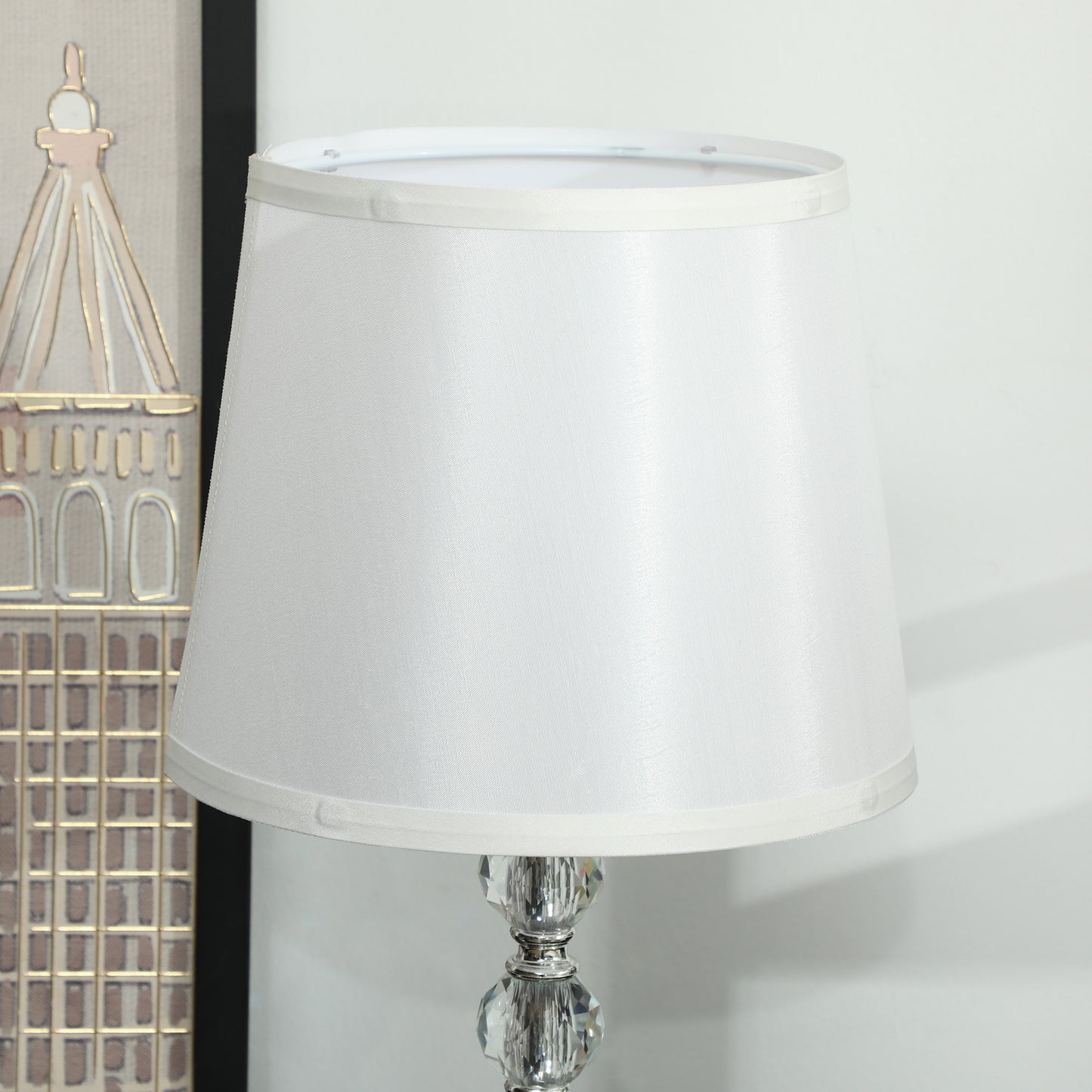 Crystal Table Lamp with USB Port, Metal, Glass and Polyester, Ø23x45 cm, White and Silver