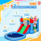 4-in-1 Inflatable Trampoline, Slide, 415x205x190cm, Multicolored