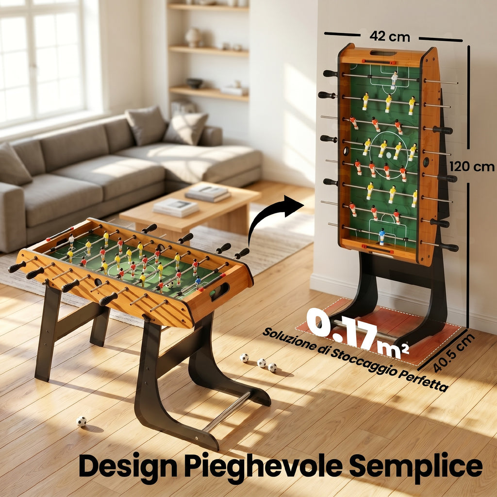 HOMCOM Mini Folding Table Football, 22 Players, 2 Balls, 2 Manual Scoreboards and Non-Slip Handles, Freestanding Family Game Set