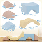 Set of 5 Soft Construction Toys for Children 1.5-8 Years, in Velvet and Sponge Effect Fabric, Multicolored