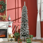 2-Section Snow-Covered Christmas Tree with 395 Metal and Plastic Branches, 46x46x180cm, Green
