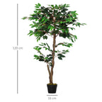 Outsunny Artificial Tea Tree Plant with 546 Realistic Leaves and 120cm Cement Pot, Green