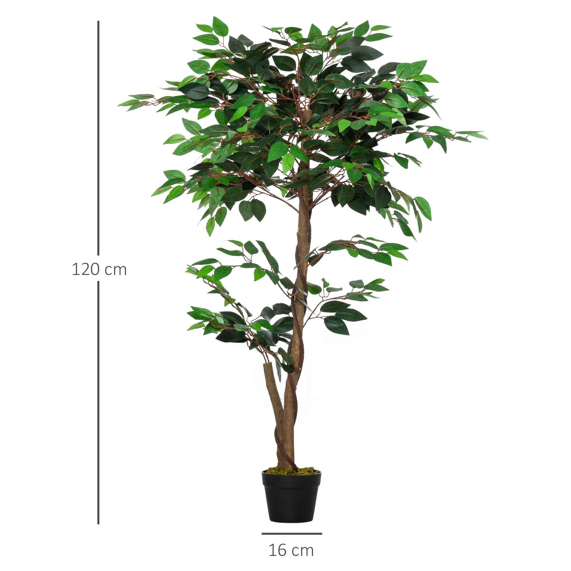 Outsunny Artificial Tea Tree Plant with 546 Realistic Leaves and 120cm Cement Pot, Green