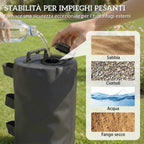 Outsunny Set of 4 Gazebo Weights with Handles and Velcro Straps, Ø20x32.5cm, Black