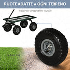 Steel Garden Trolley with 150 kg Capacity and Coated Handle, 94x48.5x100 cm, Black and Green