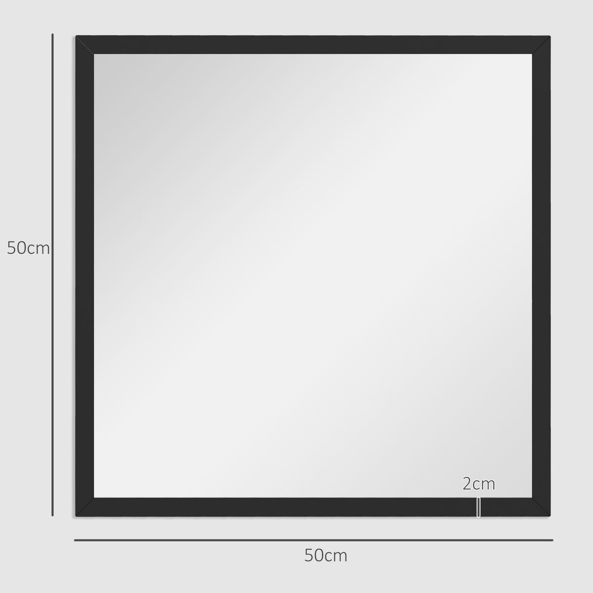 HOMCOM Rectangular Wall Mirror with Hooks, Glass and MDF Wall Mirror, 50x50 cm, Black