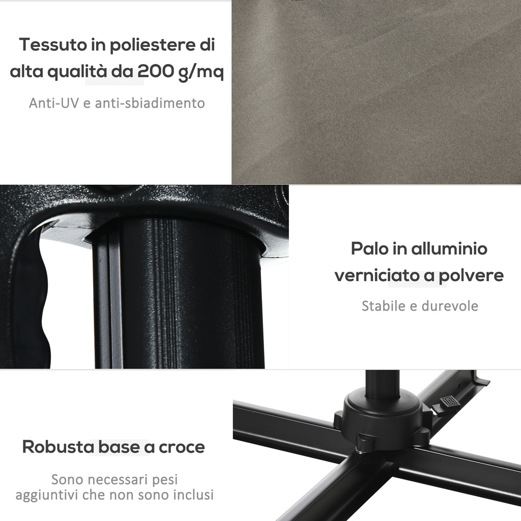 2.5x2.5m Hand Crank Garden Umbrella with 360° Rotation and Adjustable Parasol, Light Grey