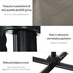 2.5x2.5m Hand Crank Garden Umbrella with 360° Rotation and Adjustable Parasol, Light Grey