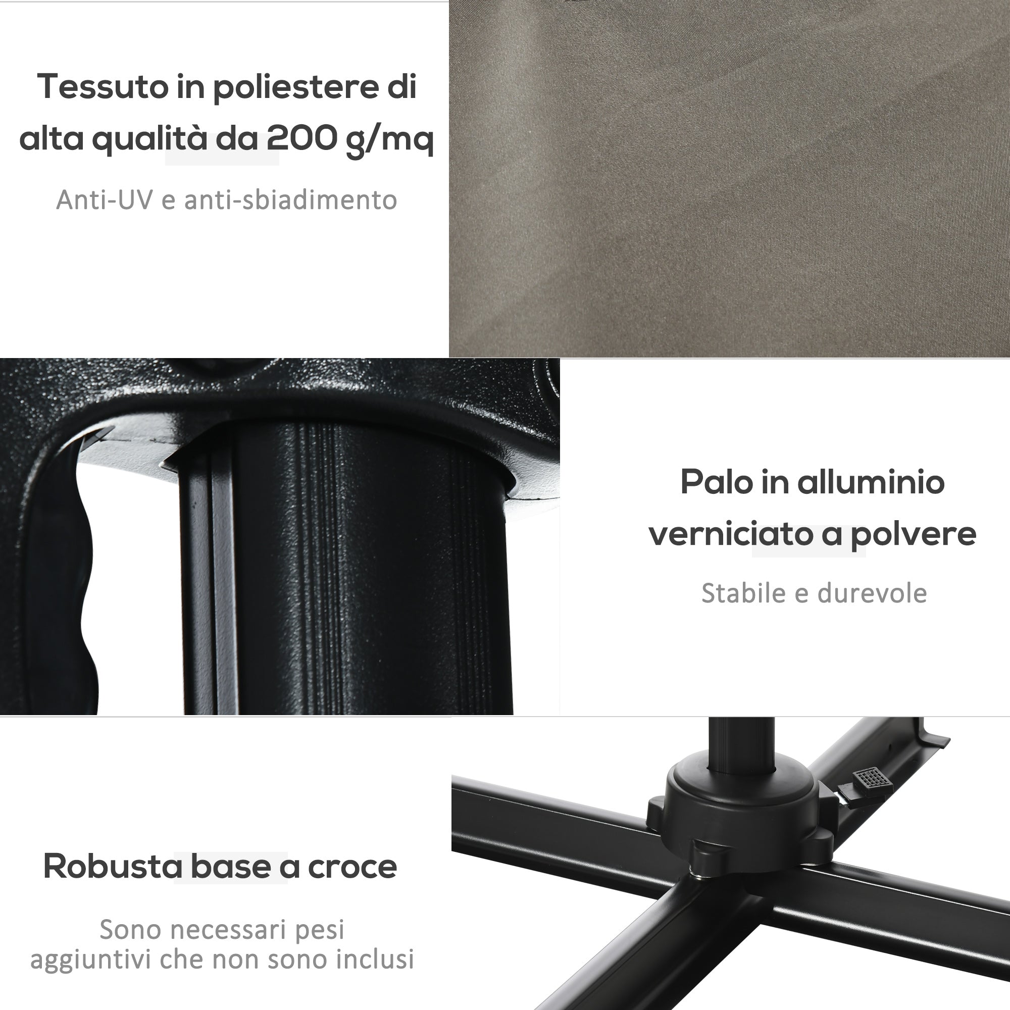 2.5x2.5m Hand Crank Garden Umbrella with 360° Rotation and Adjustable Parasol, Light Grey