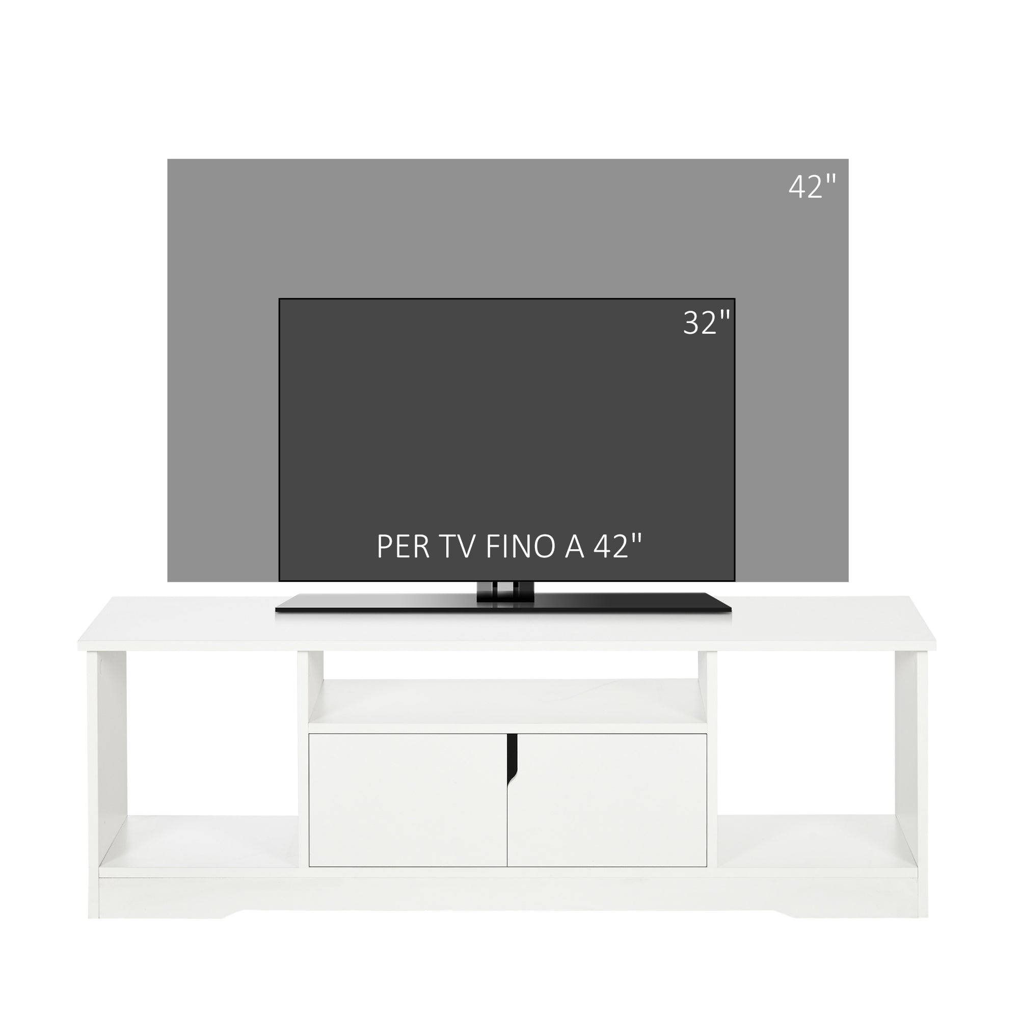 TV Cabinet up to 42" with Cabinet and Open Wooden Shelves, 120x30x41cm
