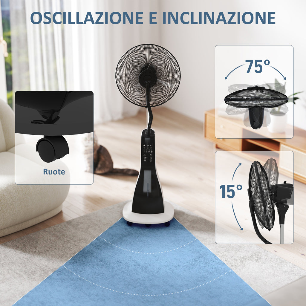 3L Misting Fan with 3 Modes and 3 Speeds, Made of Plastic and Metal, 50x40x125 cm, White and Black