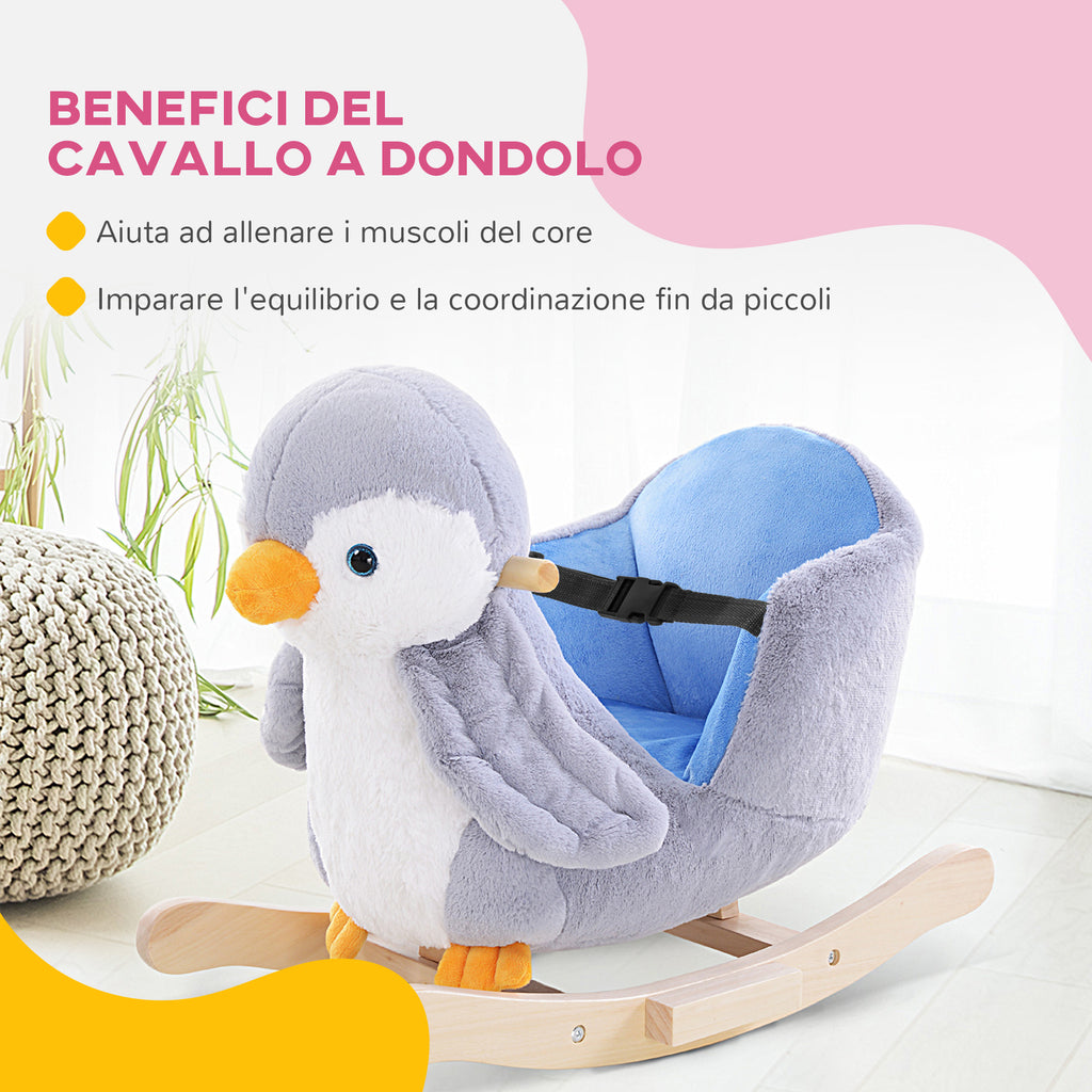 Plush Penguin Rocking Horse with 32 Music and Safety Belt, Age 18 Months