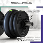 SPORTNOW 2 in 1 Set with 2 Dumbbells Convertible into Barbell, Total Weight 20 kg and Adjustable Weight Discs, Black