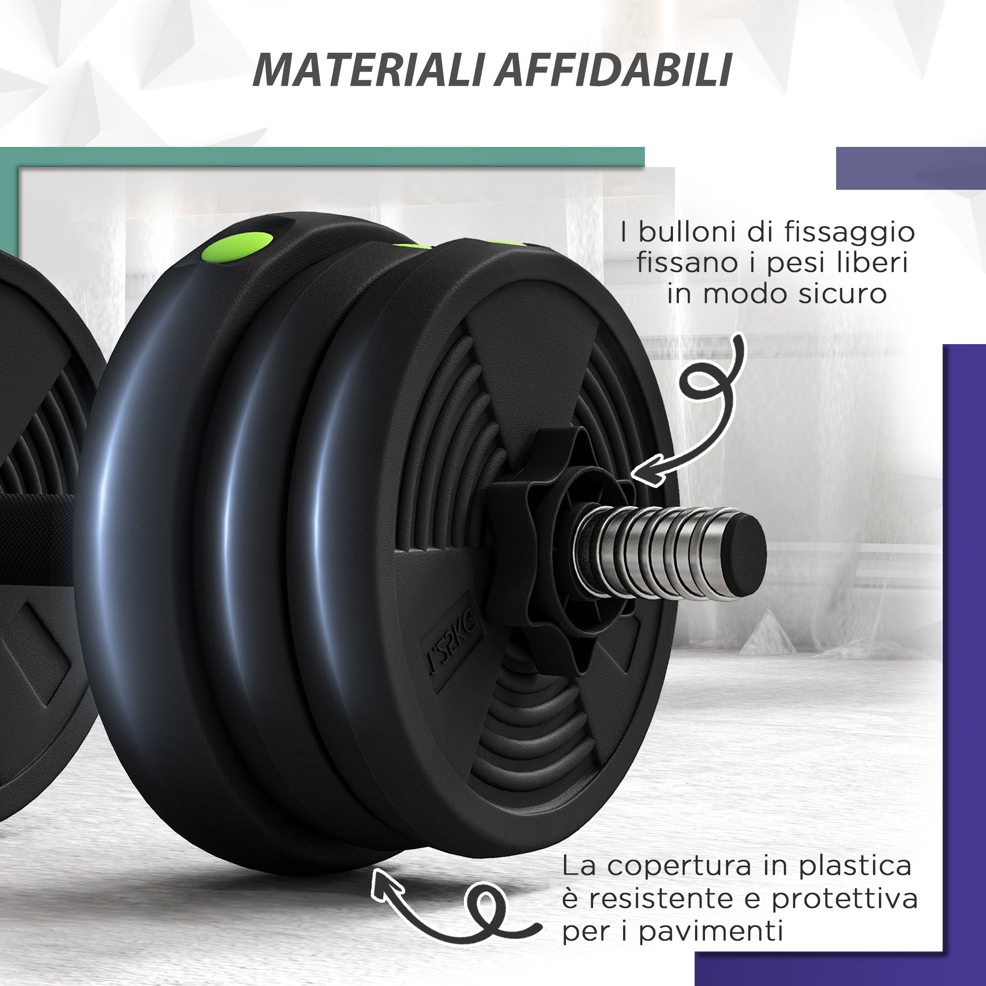 SPORTNOW 2 in 1 Set with 2 Dumbbells Convertible into Barbell, Total Weight 20 kg and Adjustable Weight Discs, Black