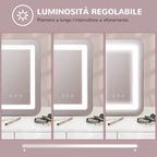 Makeup Mirror with 3-Color Adjustable Lights, USB Socket and 10x Magnifying Mirror, 31x41.5x3cm, White