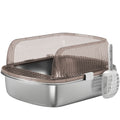PawHut Extra Large Cat Litter Box with Stainless Steel Tray, Scoop, High Edges, Up to 15 kg, Charcoal Grey