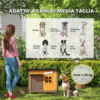 PawHut Outdoor Dog Kennel in Wood and Steel, Bite-Resistant, with Opening Roof and Door Curtain, Yellow