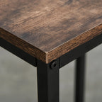 Industrial Style High Table Set with 2 Stools and Shelf in Metal and Wood, Modern Bar and Kitchen Furniture, Rustic Brown