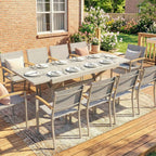 Extendable Garden Table for 8-10 People, in Aluminum and Steel, 154/214x85x73 cm, Gray