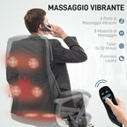 6-Point Massage Office Chair with Reclining Function, PU Leather and Steel, 66x72x113-121 cm, Carbon Grey