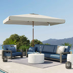 Outsunny 2x3m Rectangular Garden Umbrella with Crank Handle, Metal and Polyester, Cream