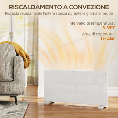 Convection Heater 2000W with Adjustable Temperature with Remote Control and Timer, 87x21.5x44.5 cm, White