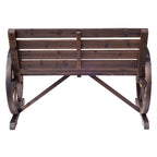2-Seater Outdoor Bench, Country Style Garden Bench with Wooden Wheel Armrests, 105.5x59x75cm Brown