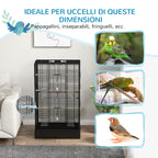Bird Cage with Removable Tray and Perches, Parrot Aviary, 61x36.5x98cm, Black