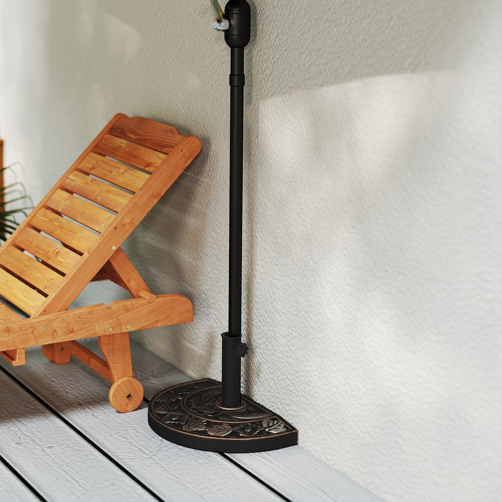 Half-Moon Umbrella Base Ø38 mm and Ø48 mm with Crank Handle, Resin Umbrella Base, 50x31x32 cm, Bronze